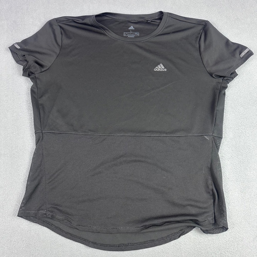 Adidas Running Climacool Shirt Womens Large Black Mesh Short Sleeve DX2460